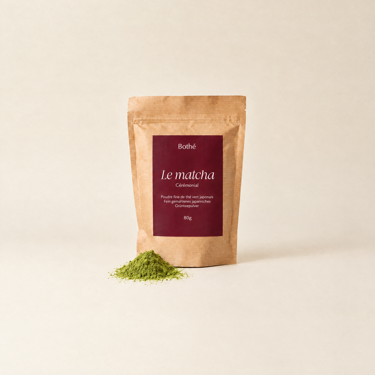 Le matcha Bothé – Matcha cérémonial bio de Kagoshima, sachet kraft 80 g